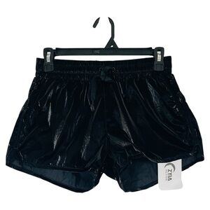 NWT ZYIA Midnight Gloss Bomber Active Shorts Gym Black XS Athletic Witchy Dark